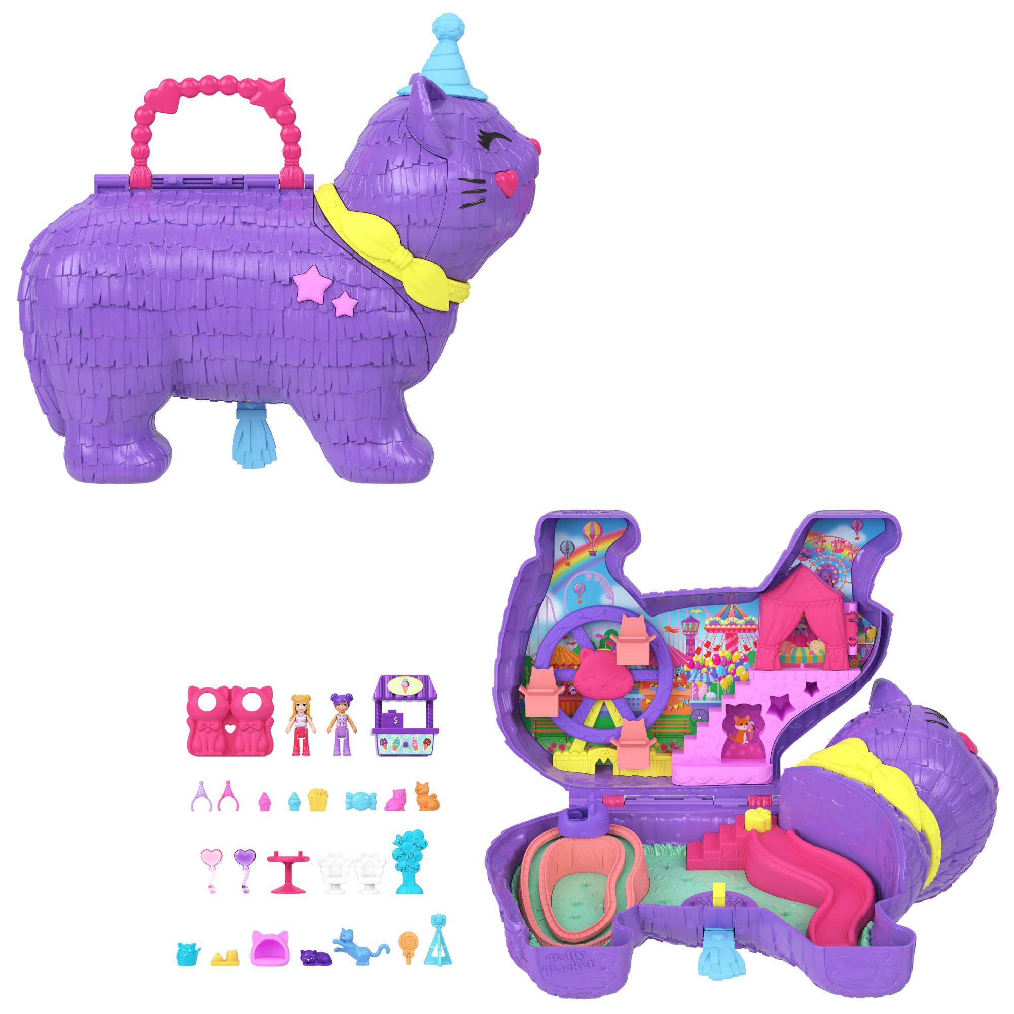 fisher price Polly Pocket Conjunto de Brinquedo Estrojo Pinhata Gatinho