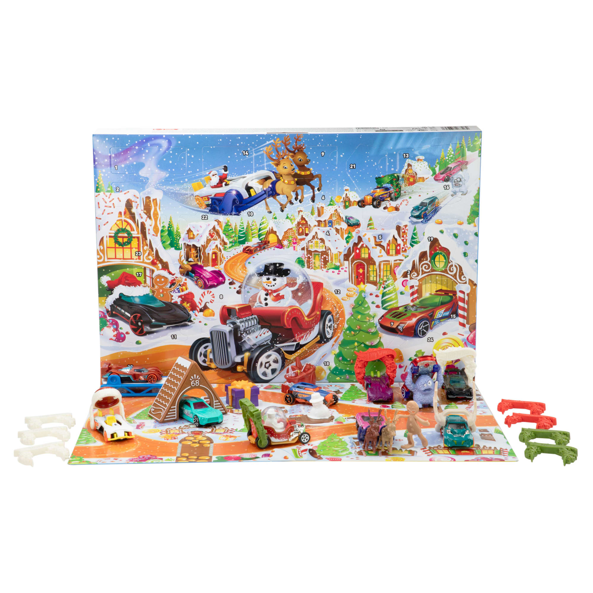 fisher price Hot Wheels 2025 Advent Calendar With 10 Toy Vehicles in 1:64 Scale & 24 Accessories