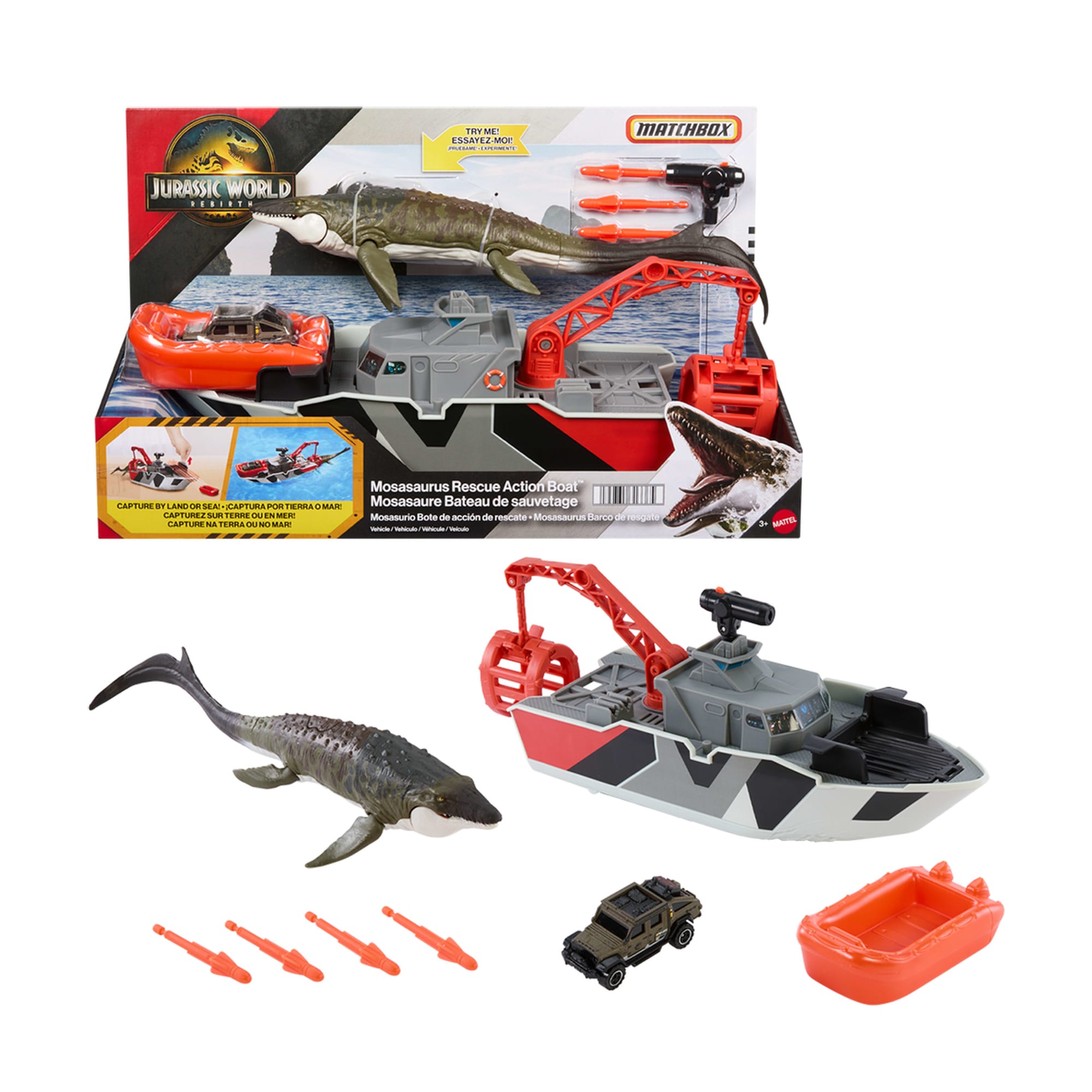 fisher price Matchbox? Bateau de Sauvetage Mosasaure Jurassic World