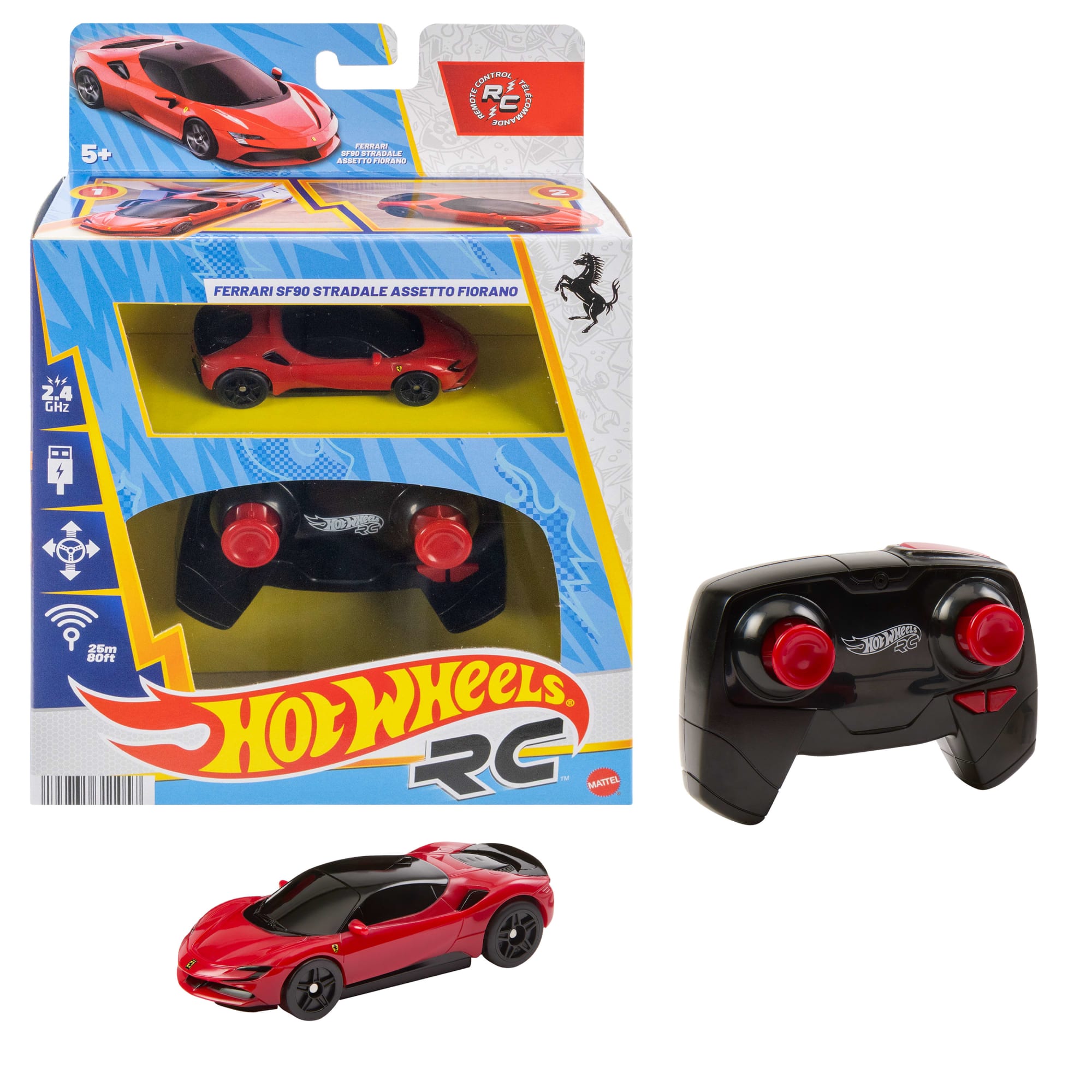 fisher price Hot Wheels RC 1:64 Ferrari Sf90 Stradale Assetto Fiorano Battery-Powered Remote-Control Car