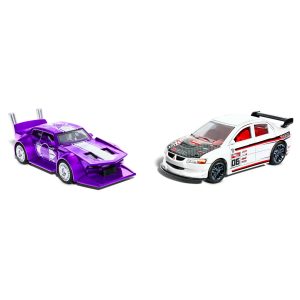 fisher price Hot Wheels Pull-Back Speeders 2 Toy Cars in 1:43 Scale, Pull Cars Backward & Release To Race