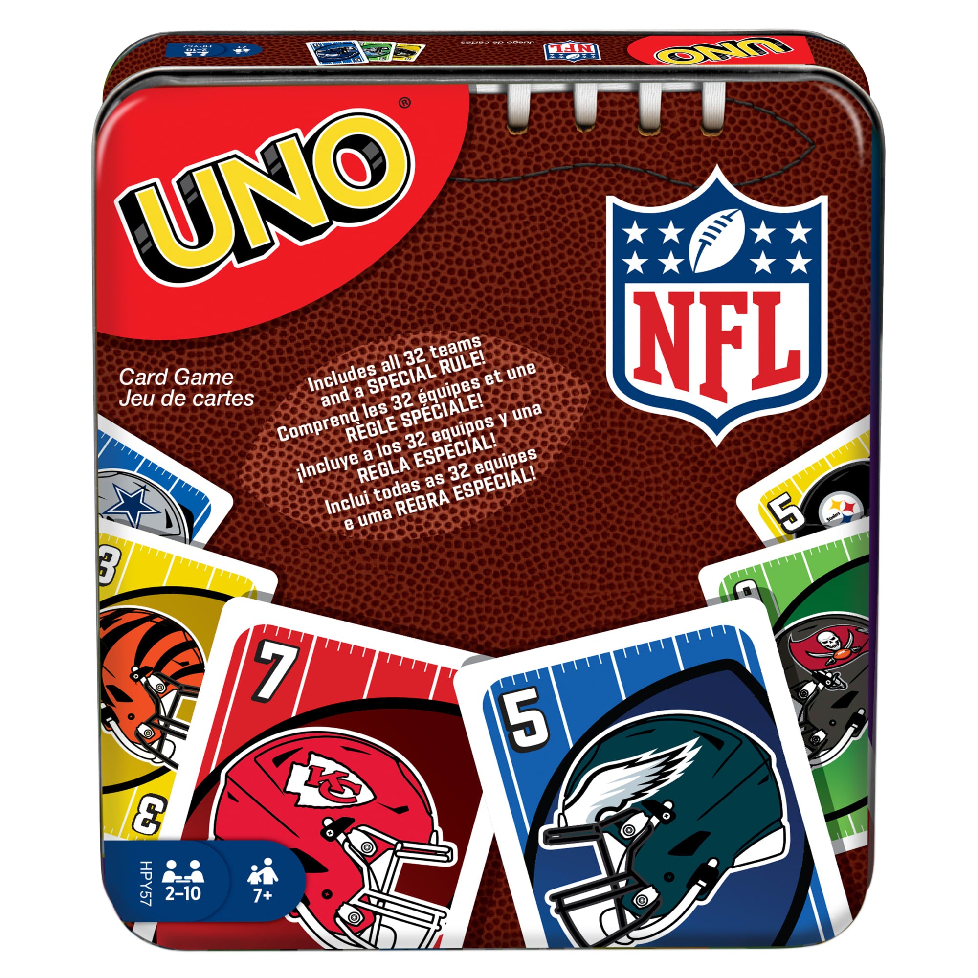 fisher price UNO NFL Card Game in Storage & Travel Tin For Kids, Adults & Family Night, Features All 32 NFL Teams