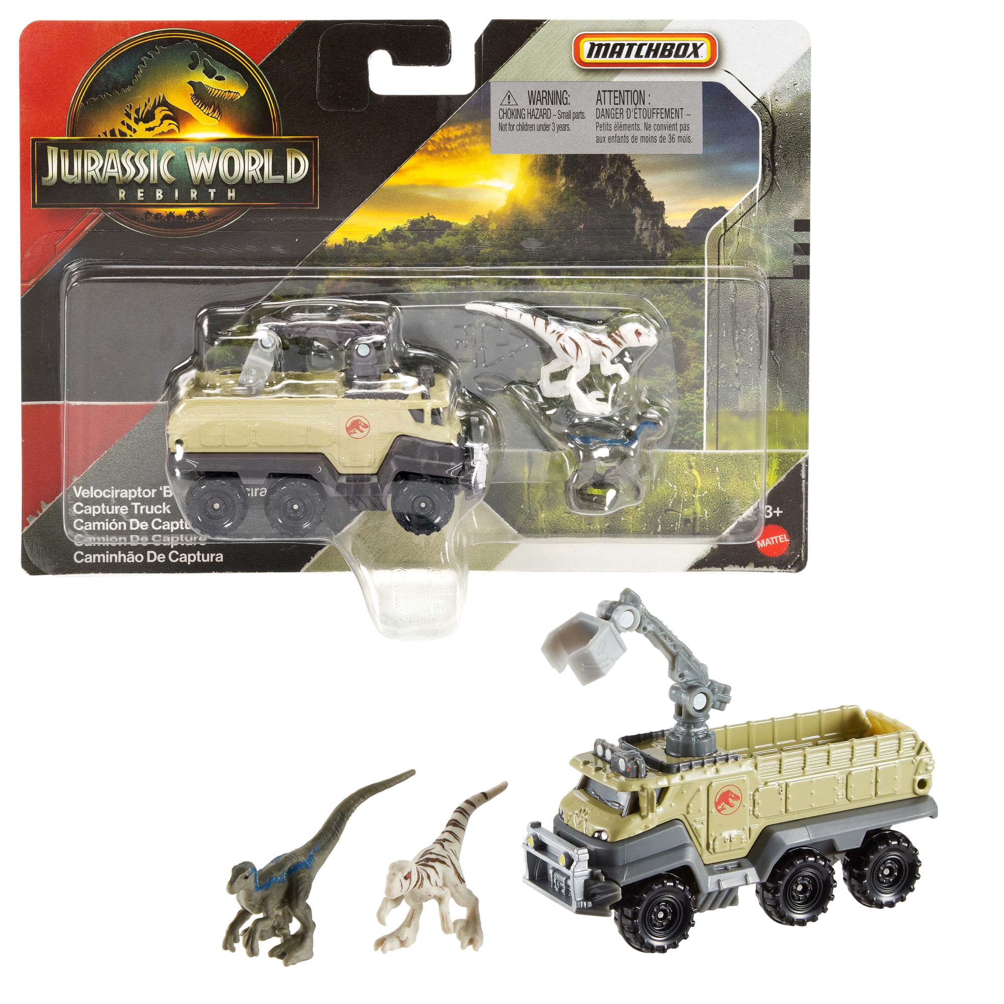 fisher price Transporteur de Dinosaures Jurassicworld de Matchbox, Voiture Ou Camion Jouet et 1Ou 2Mini-Dinosaures (Les Mod??les Peuvent Varier)