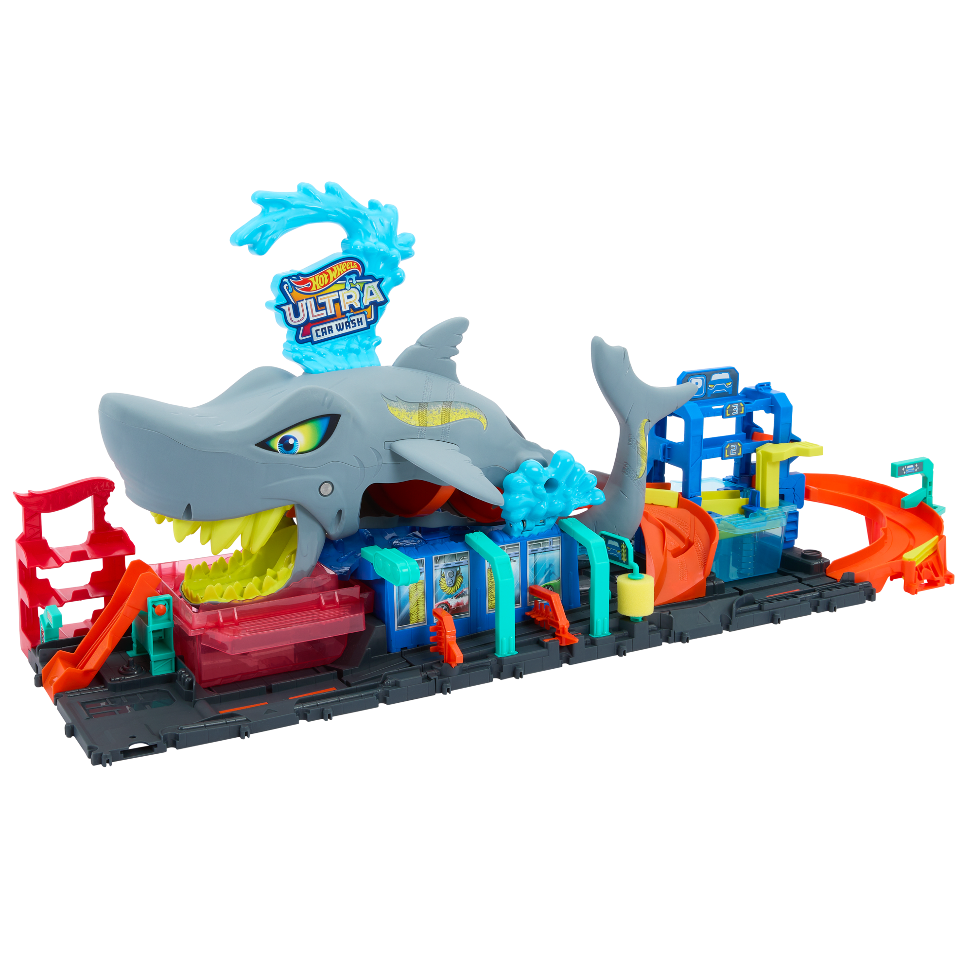fisher price Hot Wheels City-Station de Lavage Requin-Coffret Voiture Color Reveal
