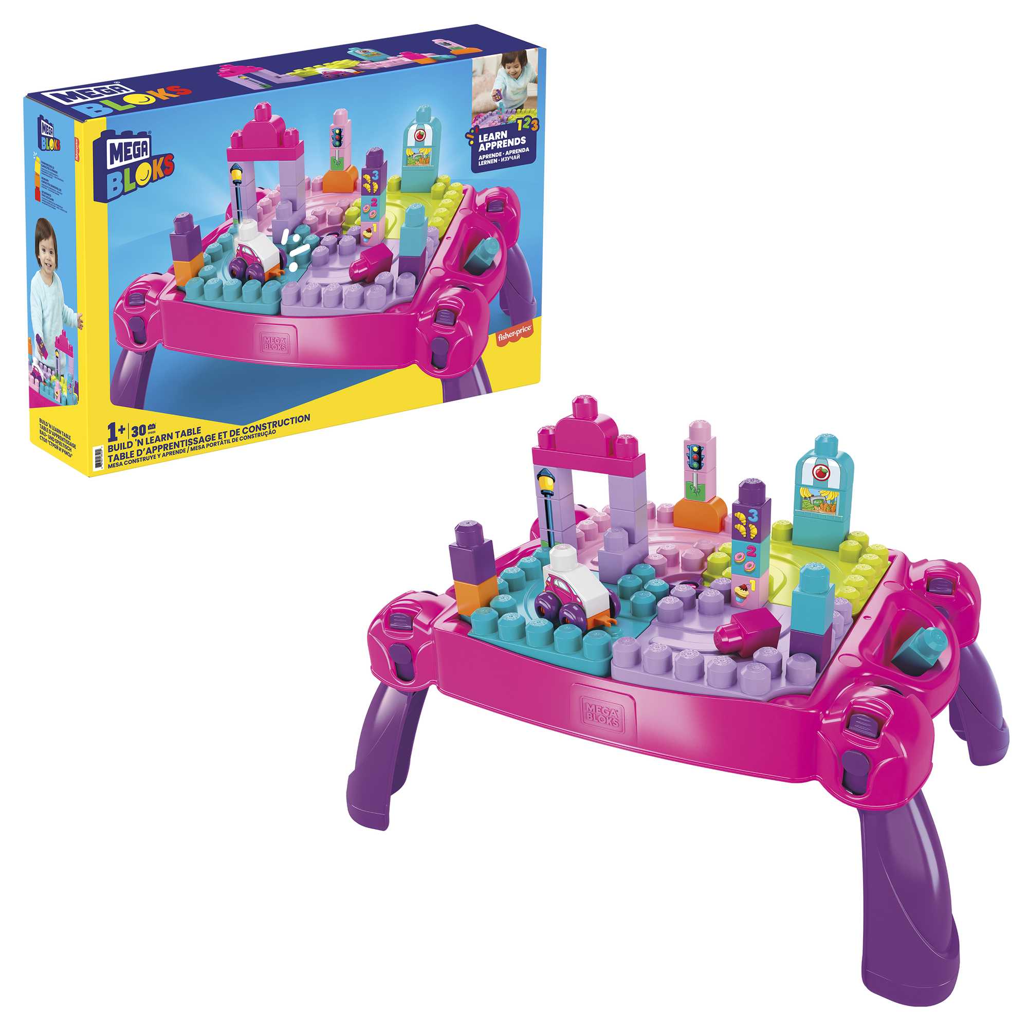 fisher price MEGA Bloks First Builders Build ??n Learn Table Block Toy With Storage (30 Pieces) For Toddler