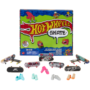 fisher price Hot Wheels Skate Fingerboards, Set Of 10 Finger Skateboards With 5 Pairs Of Removable Skate Shoes (20 Pieces Total)