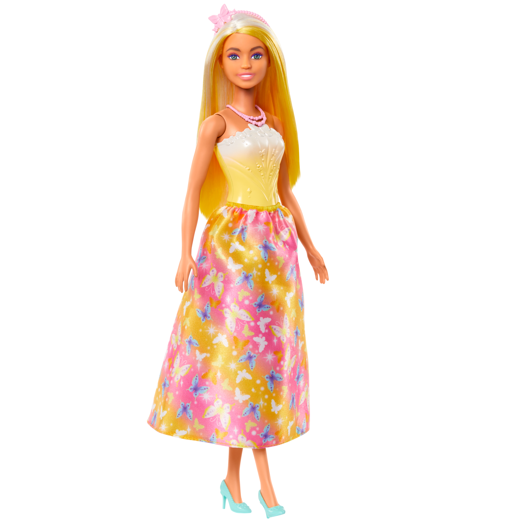 fisher price Barbie Royal Doll With Brightly Highlighted Hair, Butterfly-Print Skirt And Accessories