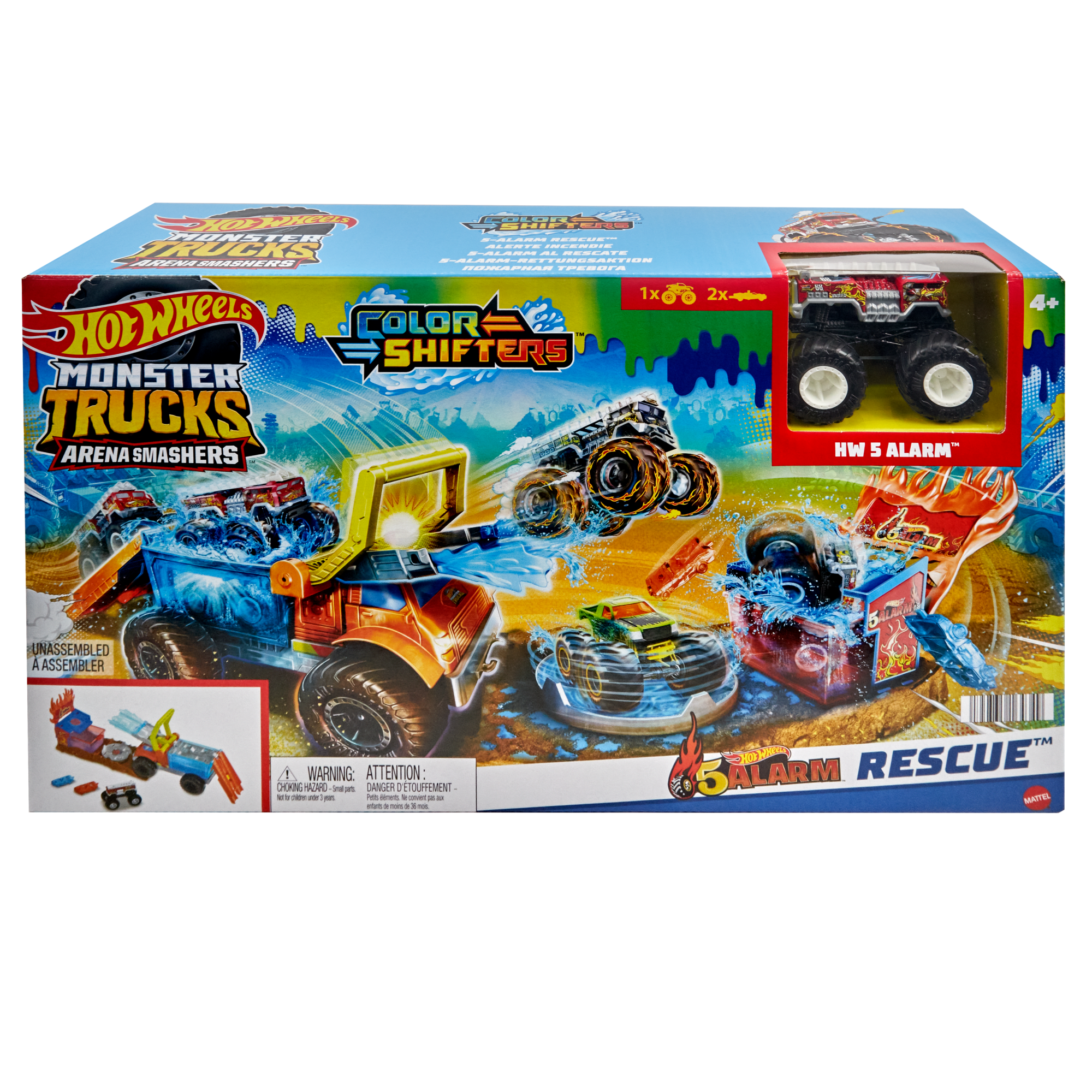 fisher price Hot Wheels?  Coffret Monster Trucks Arena Smashers Color Shifters V??hicule de Secours 5 Alarm