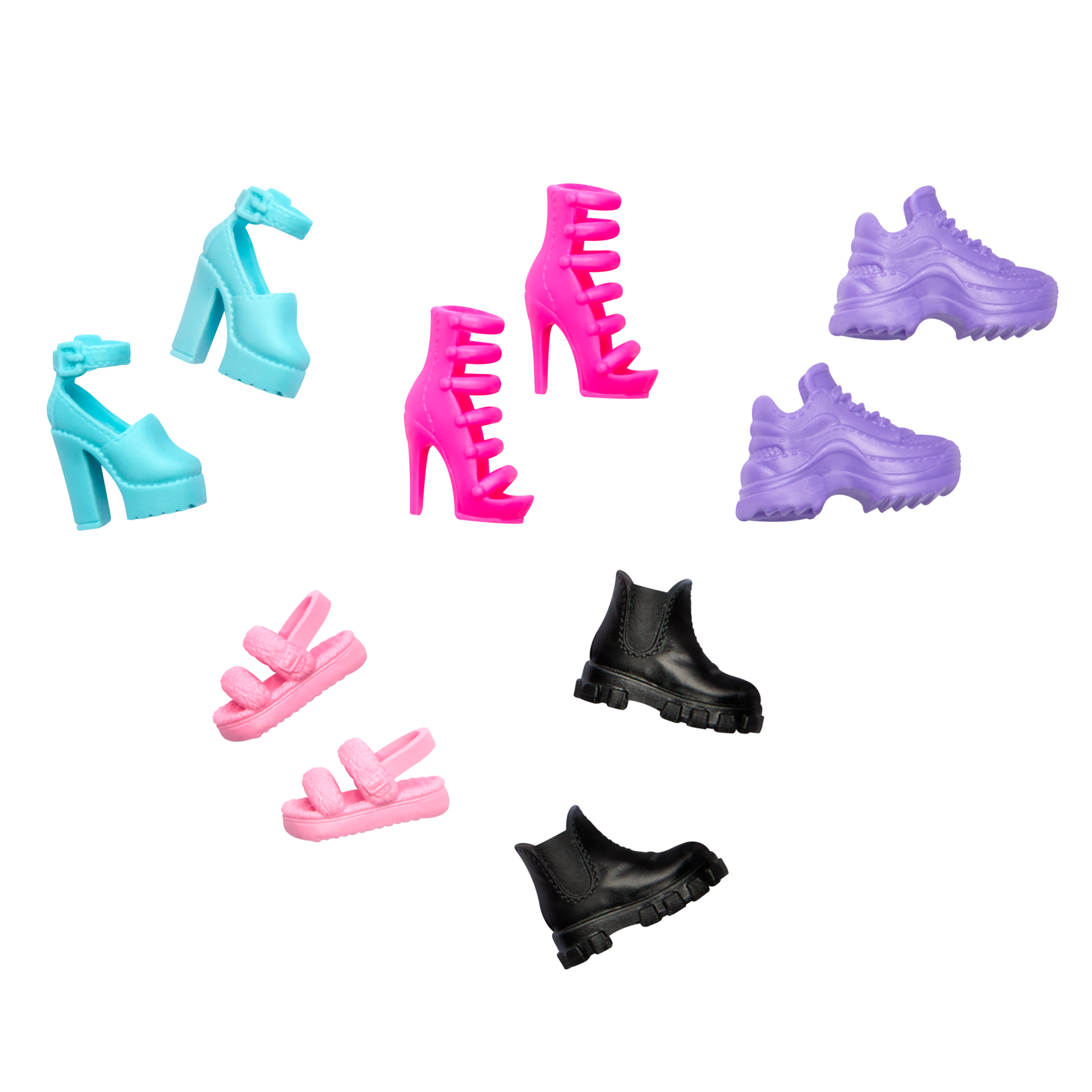fisher price Barbie Doll Accessories, 5 Pairs Of Shoes Including Heels, Sneakers & Sandals