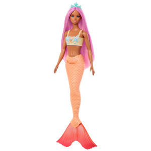 fisher price Barbie Mermaid Doll With Pink Hair, Soft Orange Tail And Headband Accessory